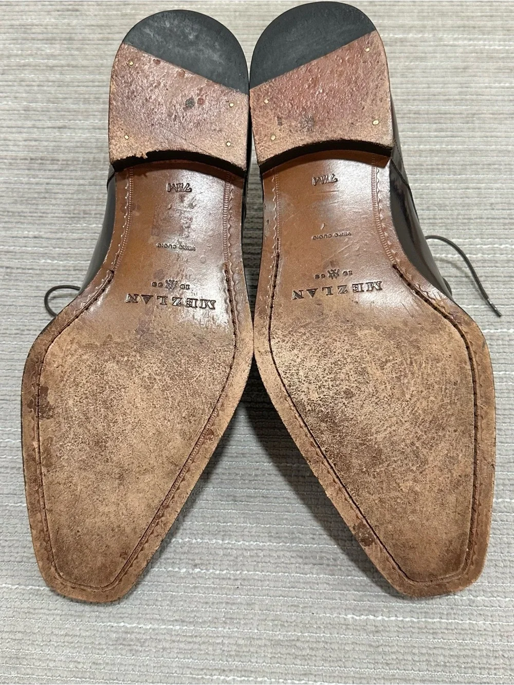 Mezlan Men’s Size 7,5 French Toe Classic Brown Leather Oxford Dress Shoes